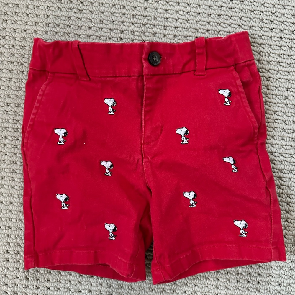 Janie and Jack red Snoopy shorts
